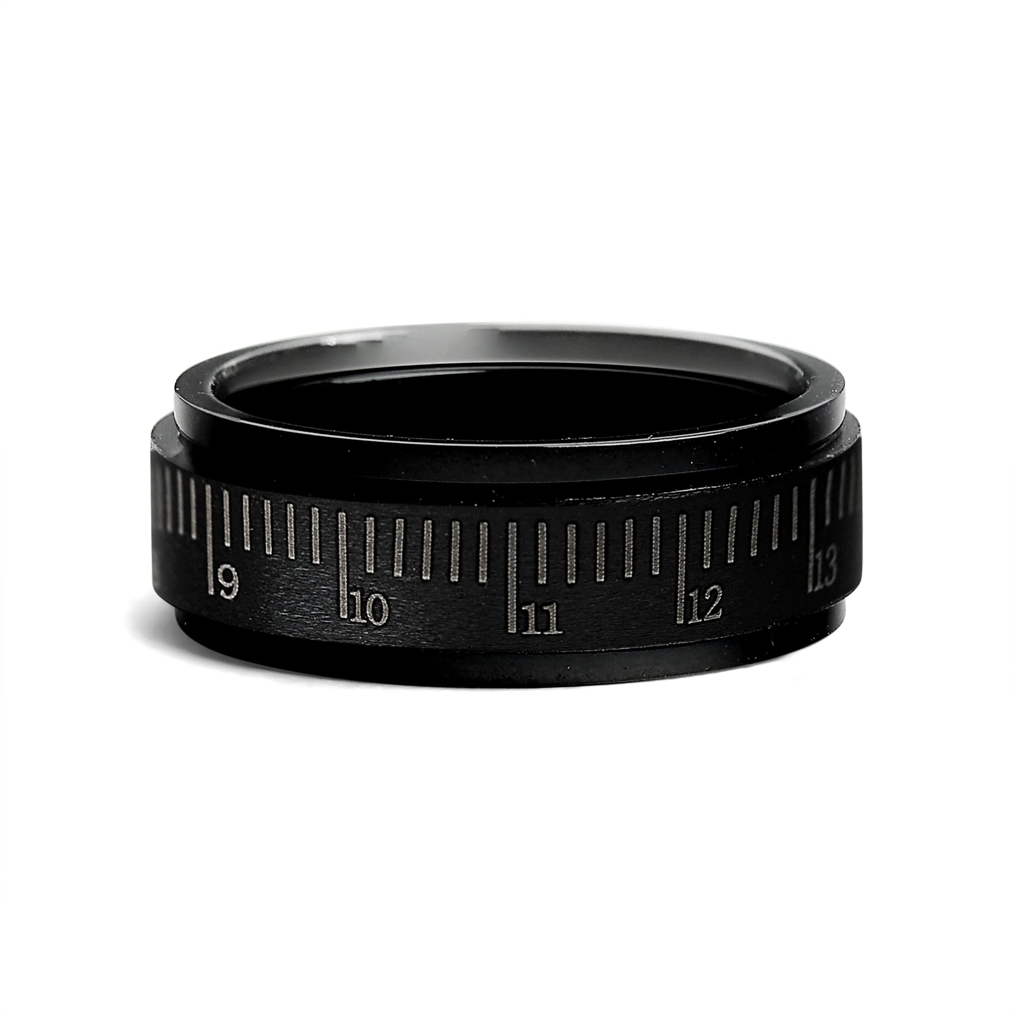 Stainless Steel Black Ruler Spinner Ring