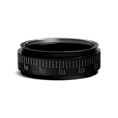 Stainless Steel Black Ruler Spinner Ring