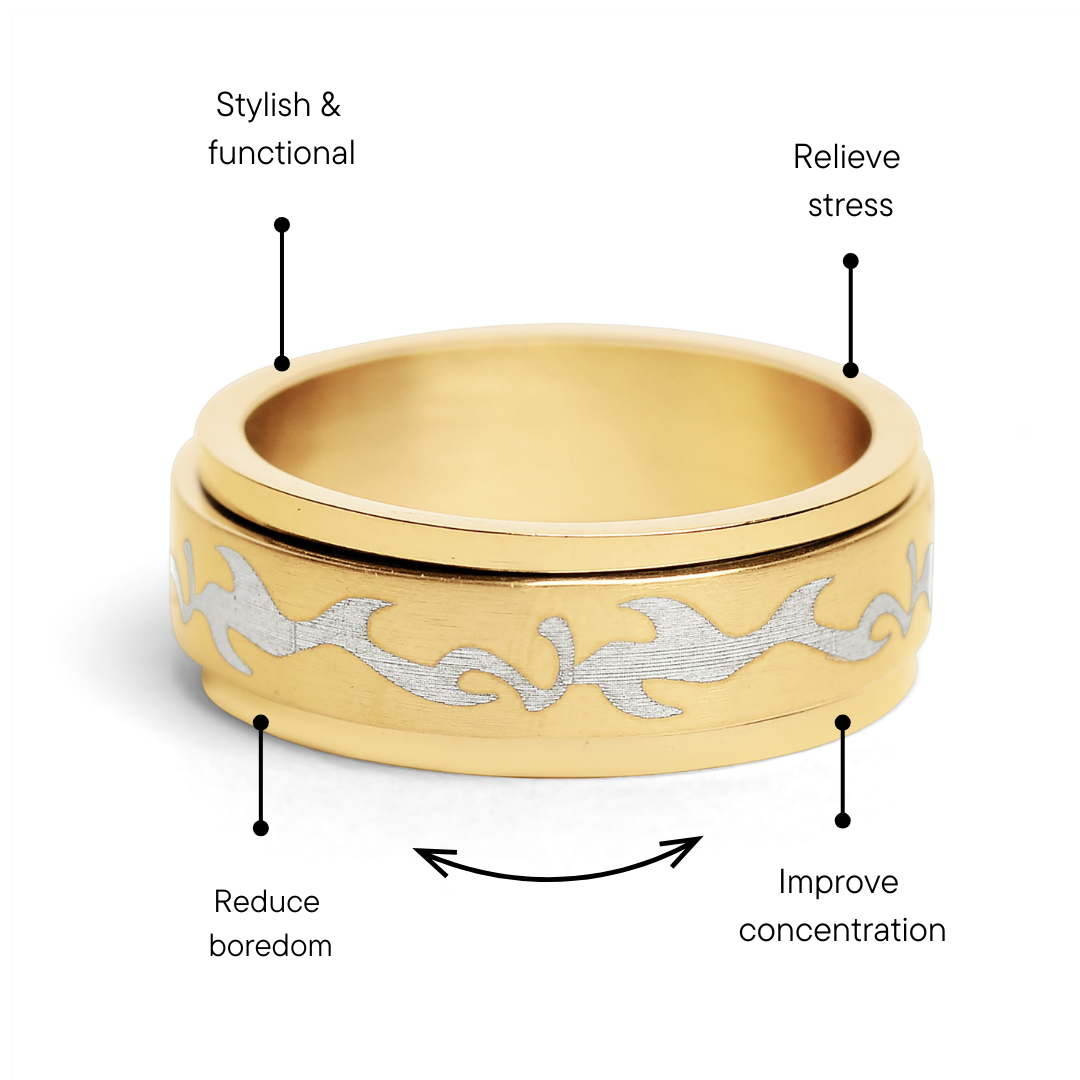Smoke Gold Stainless Steel Spinner Ring
