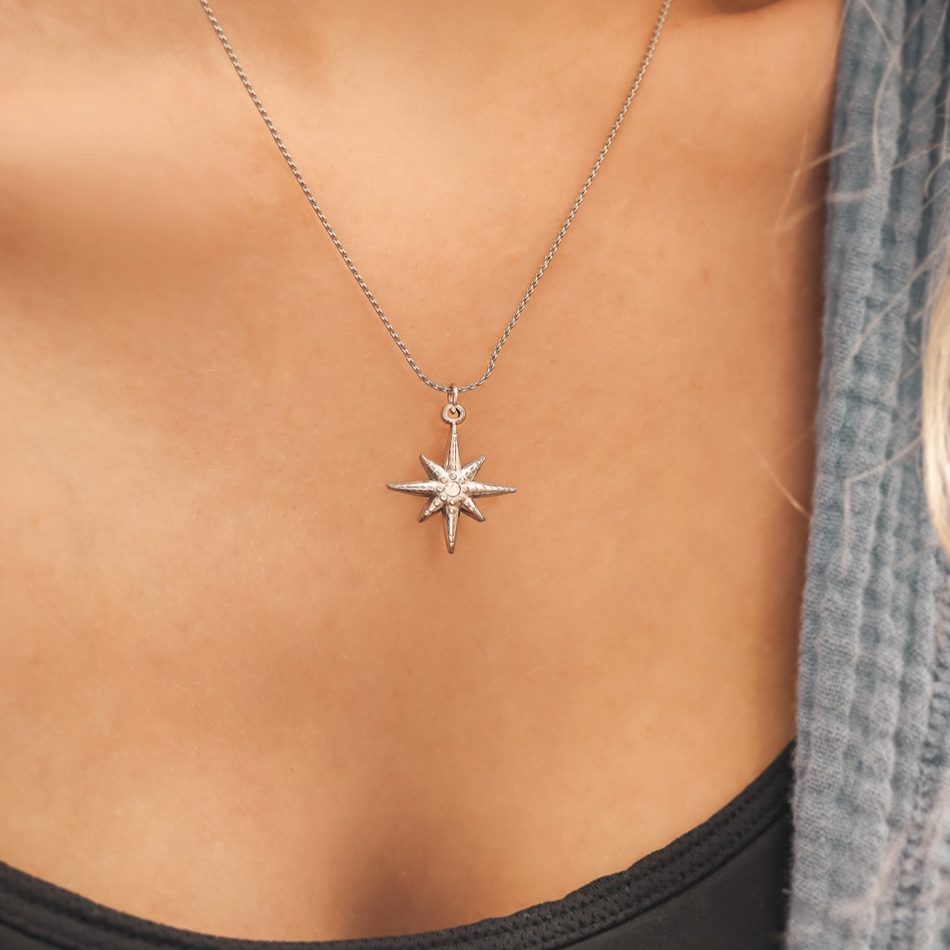 18K Gold PVD Stainless Steel Compass Pendant