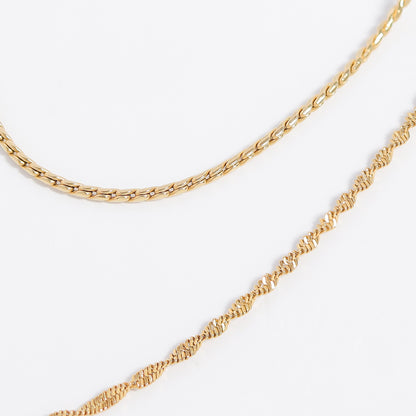18K Gold PVD Stainless Steel Singapore Chain Necklace