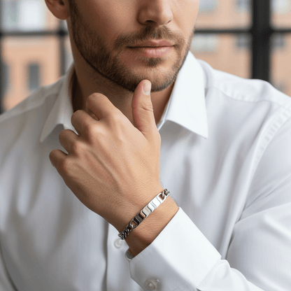 18K Gold PVD Stainless Steel Blank ID Curved Bar Bracelet
