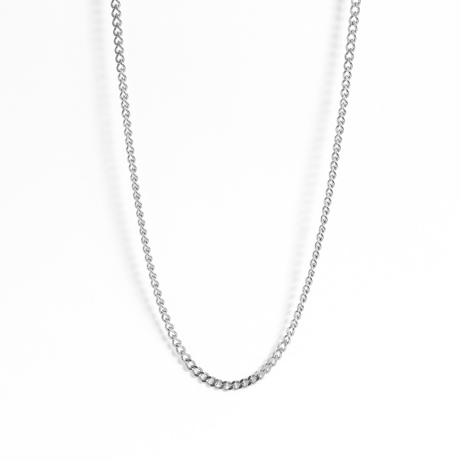 Stainless Steel Diamond Cut Curb Chain Necklace