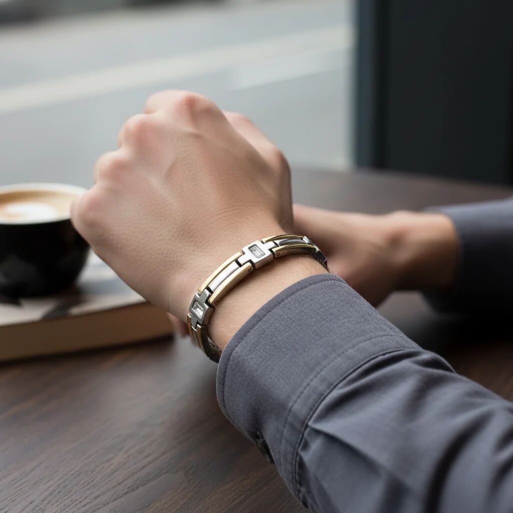 Stainless Steel & Gold PVD Coated Germanium Magnetic Bracelet