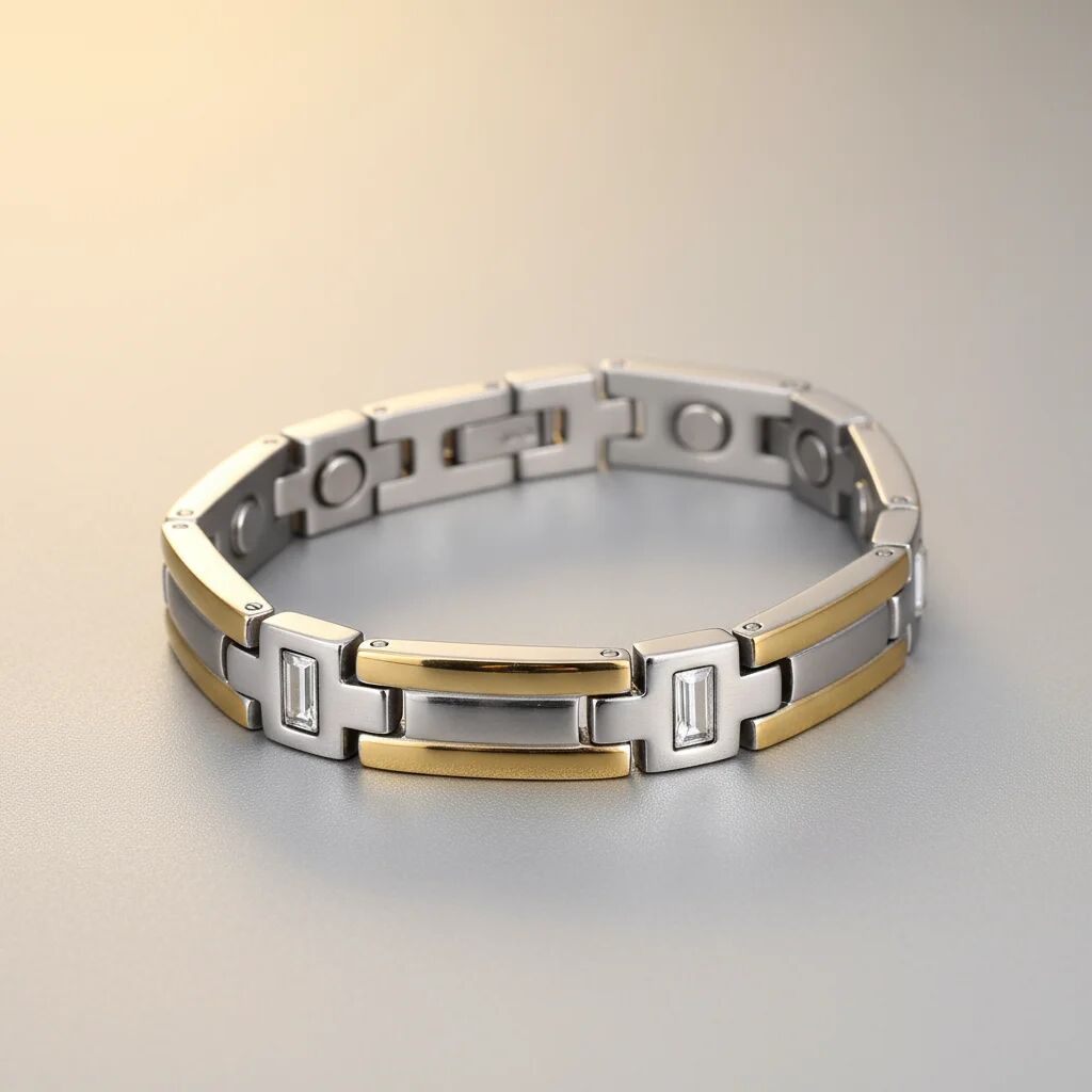 Stainless Steel & Gold PVD Coated Germanium Magnetic Bracelet