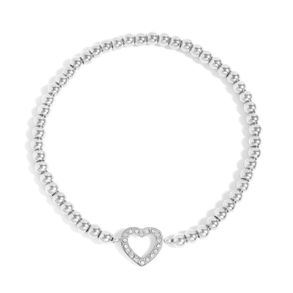 18K Gold PVD Stainless Steel Stone Heart Metal Beaded Stretch Bracelet