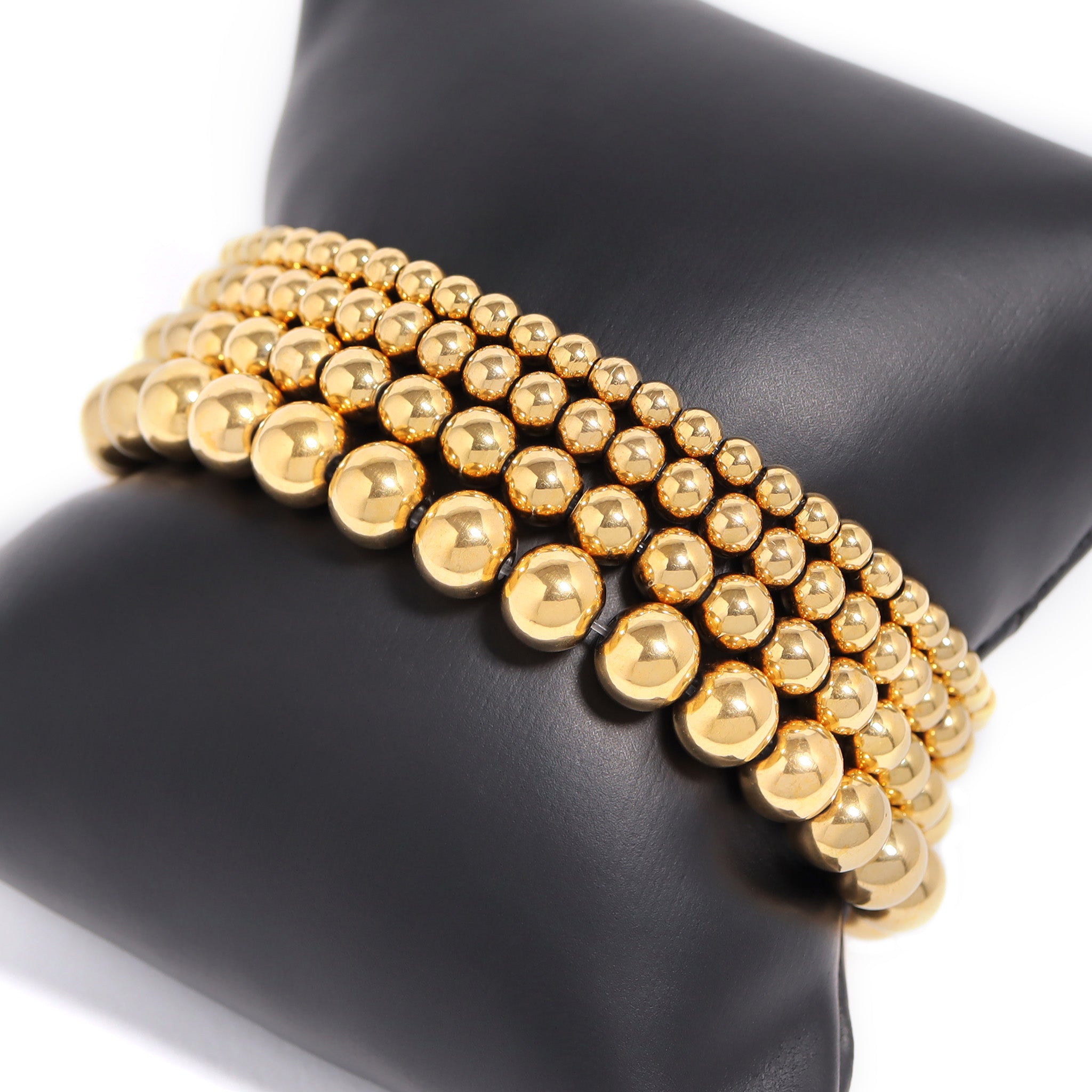 18K Gold PVD Stainless Steel Beaded Stretch Bracelet