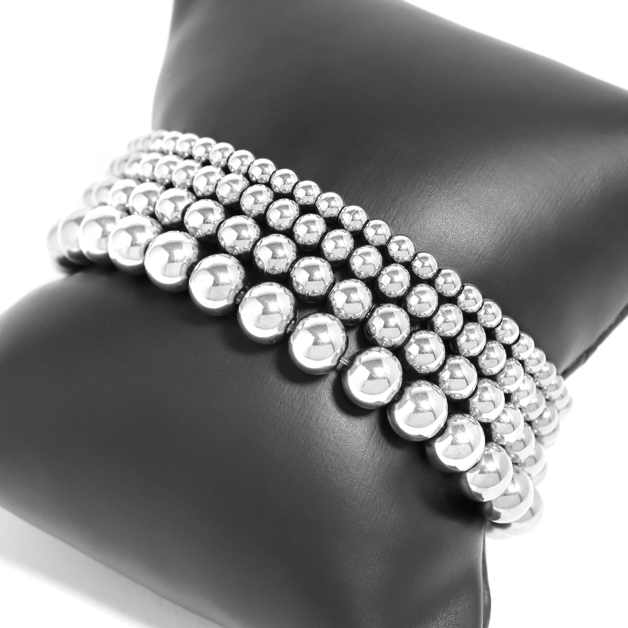Stainless Steel Metal Bead Stretch Bracelet