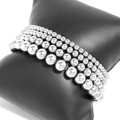 Stainless Steel Metal Bead Stretch Bracelet