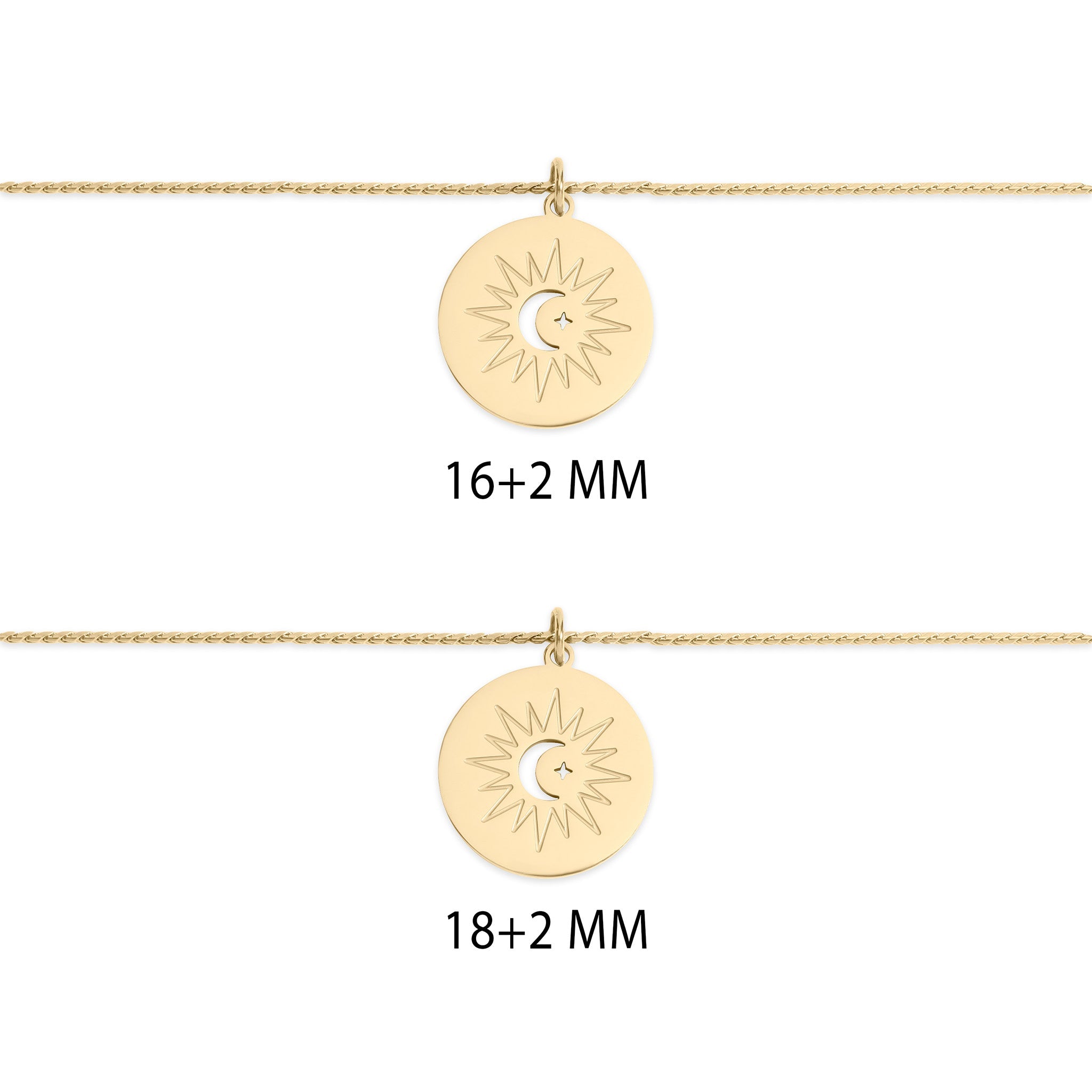 Stainless Steel Mom and Me Moon And Sun Necklace Set