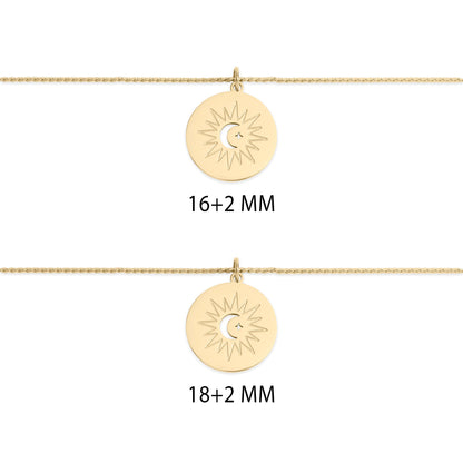 Stainless Steel Mom and Me Moon And Sun Necklace Set