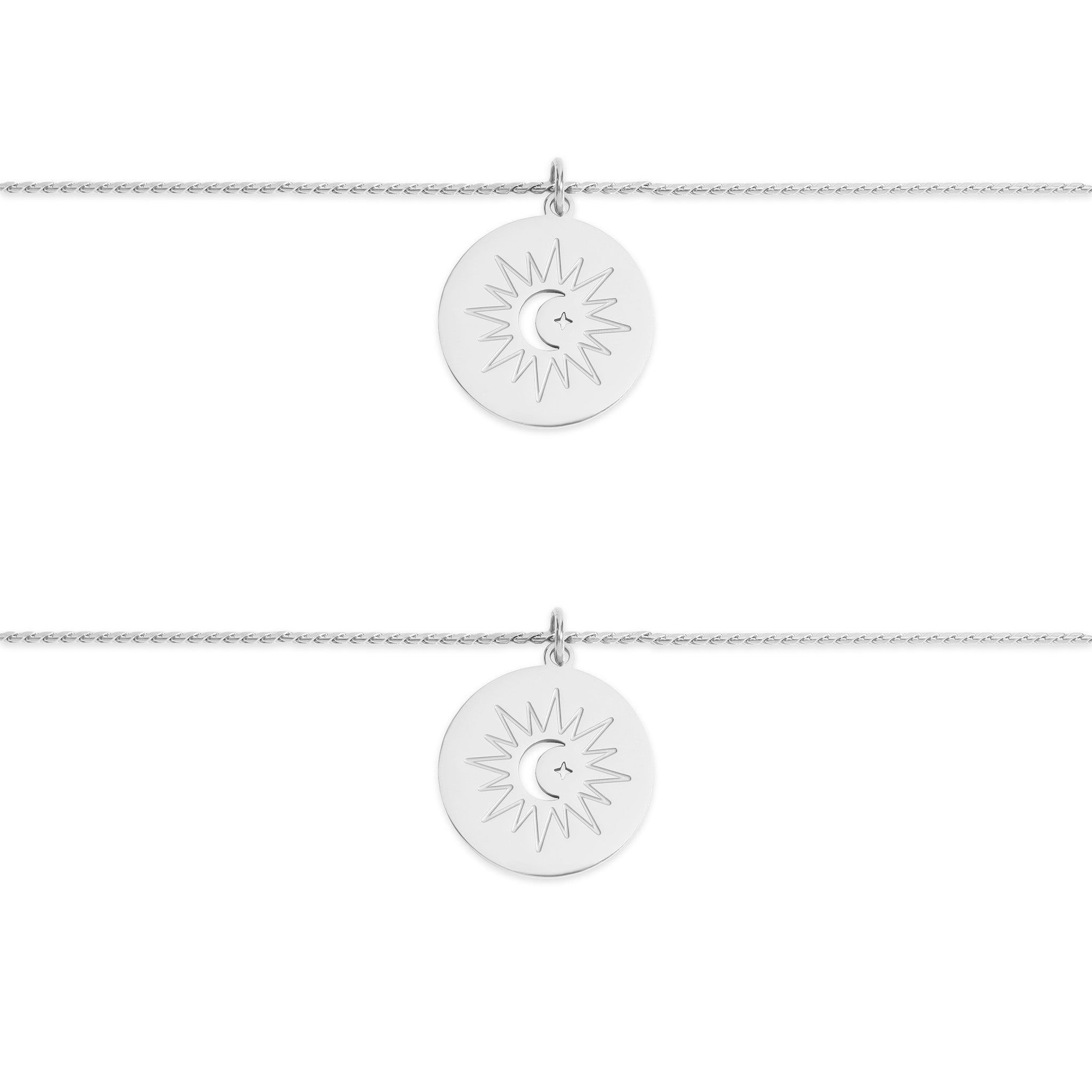Stainless Steel Mom and Me Moon And Sun Necklace Set