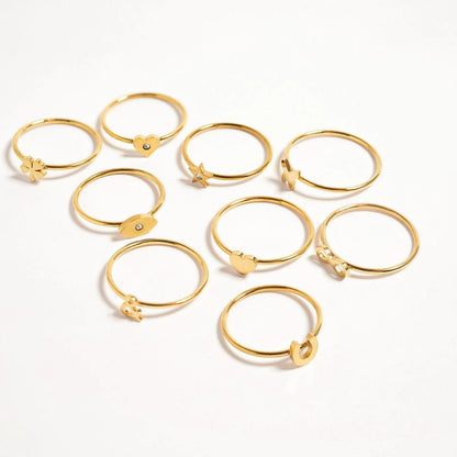 18K Gold PVD Stainless Steel CZ Stone Star Symbol Ring