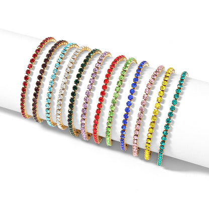 18K Gold PVD Stainless Steel Birthstone Tennis Chain Bracelet