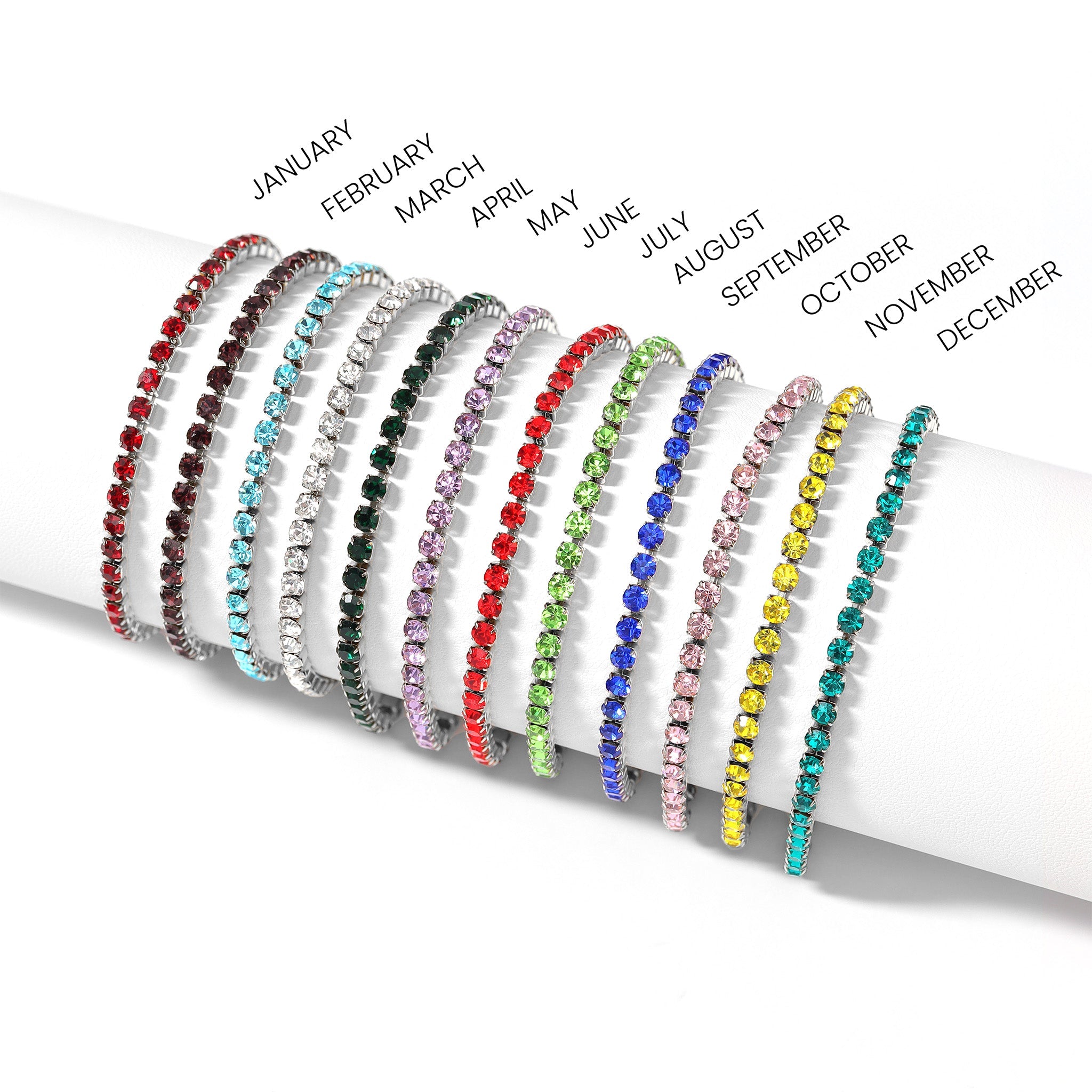 Stainless Steel Birthstone Tennis Chain Bracelet