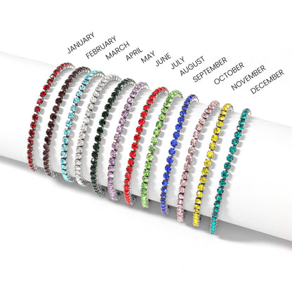 Stainless Steel Birthstone Tennis Chain Bracelet