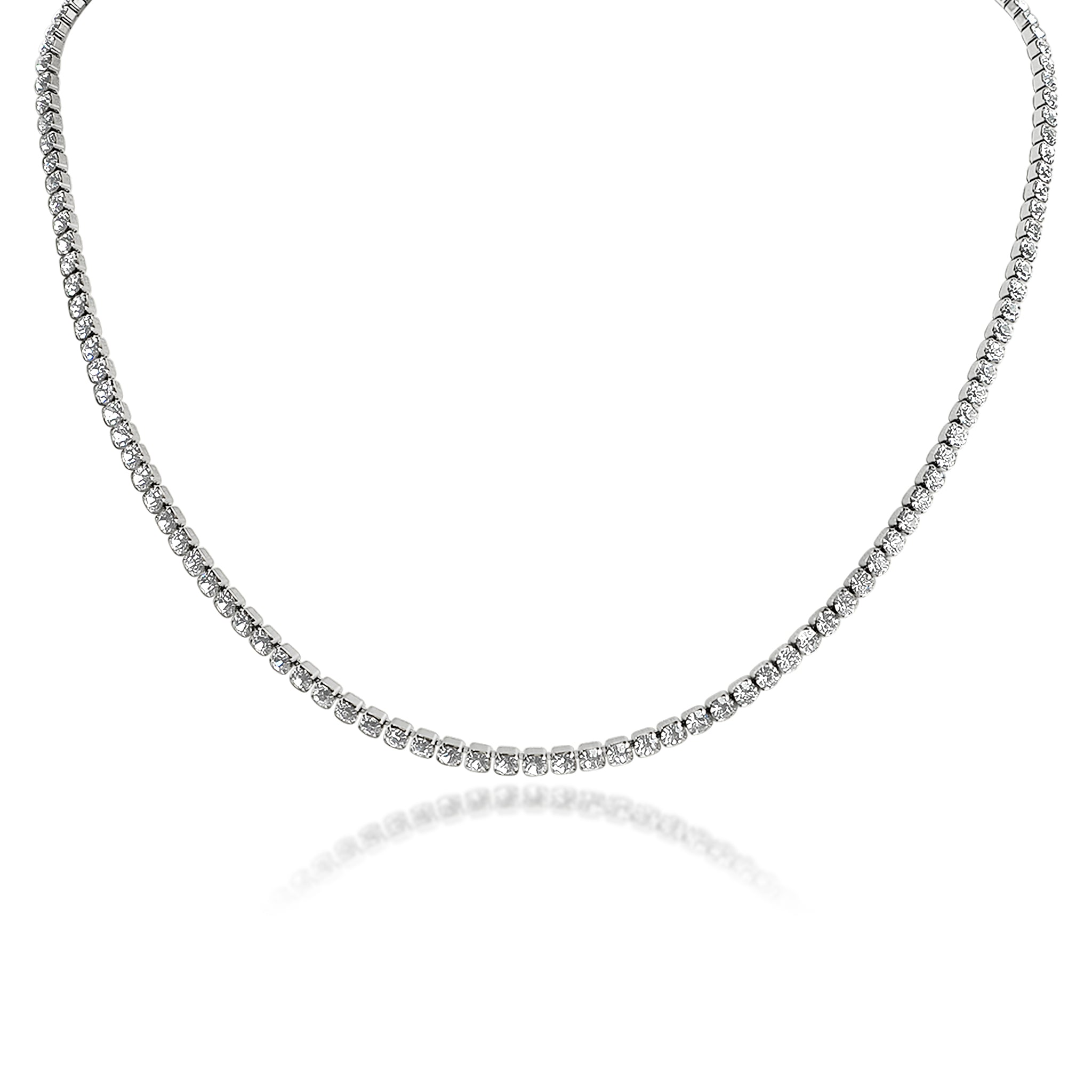 Stainless Steel CZ Tennis Chain Necklace