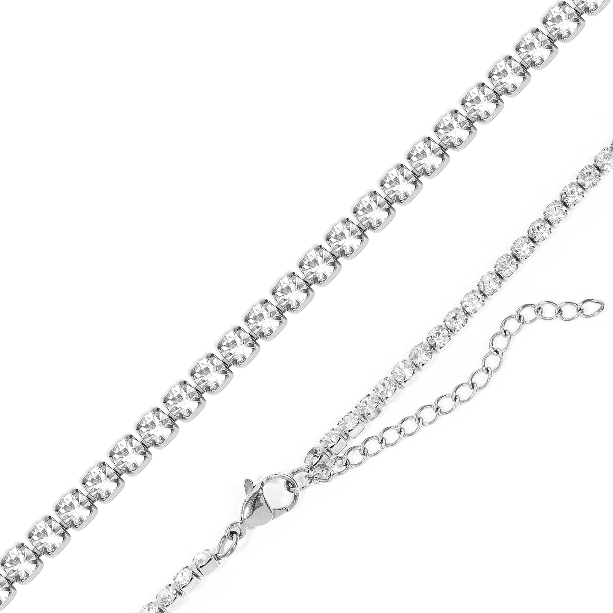 Stainless Steel CZ Tennis Chain Necklace