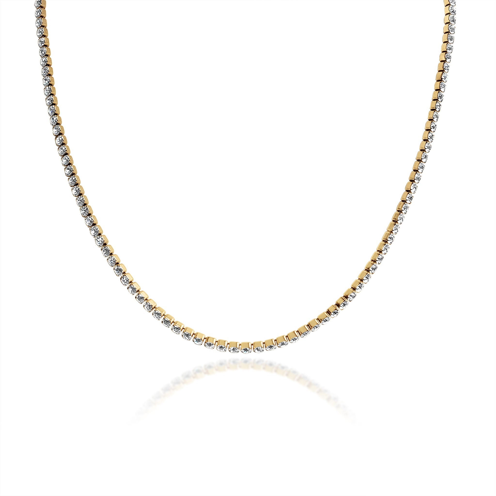 18K Gold PVD Stainless Steel CZ Tennis Chain Necklace