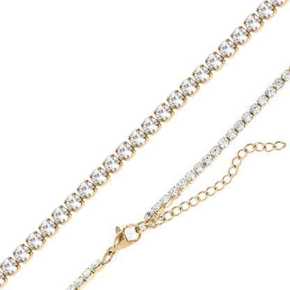 18K Gold PVD Stainless Steel CZ Tennis Chain Necklace