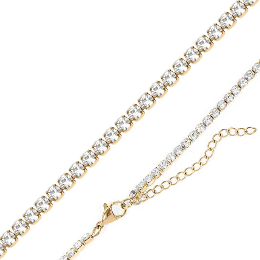 18K Gold PVD Stainless Steel CZ Tennis Chain Necklace