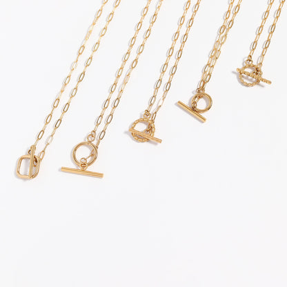 18K Gold PVD Stainless Steel Textured Circle Toggle Clasp