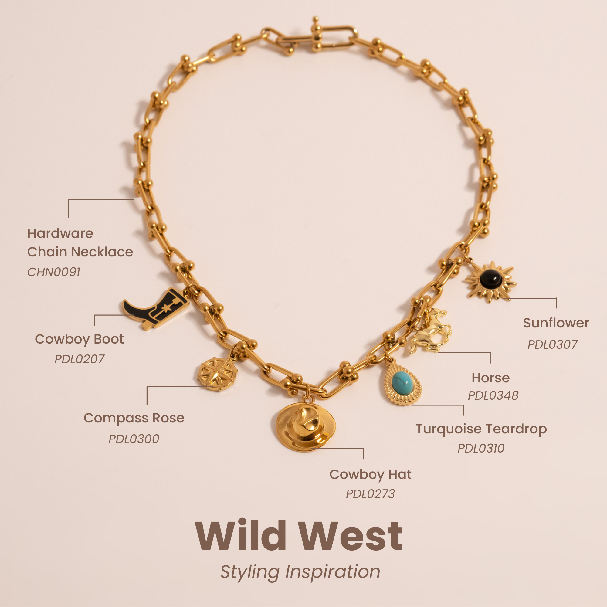 18K Gold PVD Stainless Steel Hardware Necklace