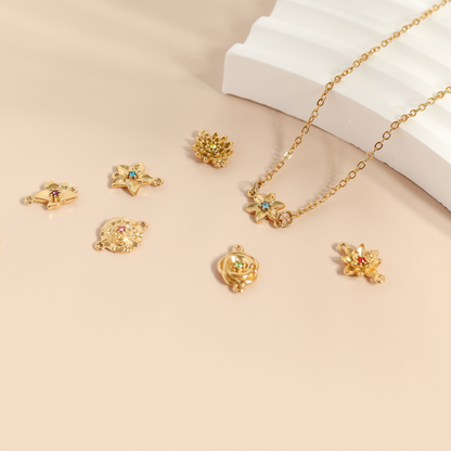 18K Gold PVD Stainless Steel 3D Birth Flower Connector Charms