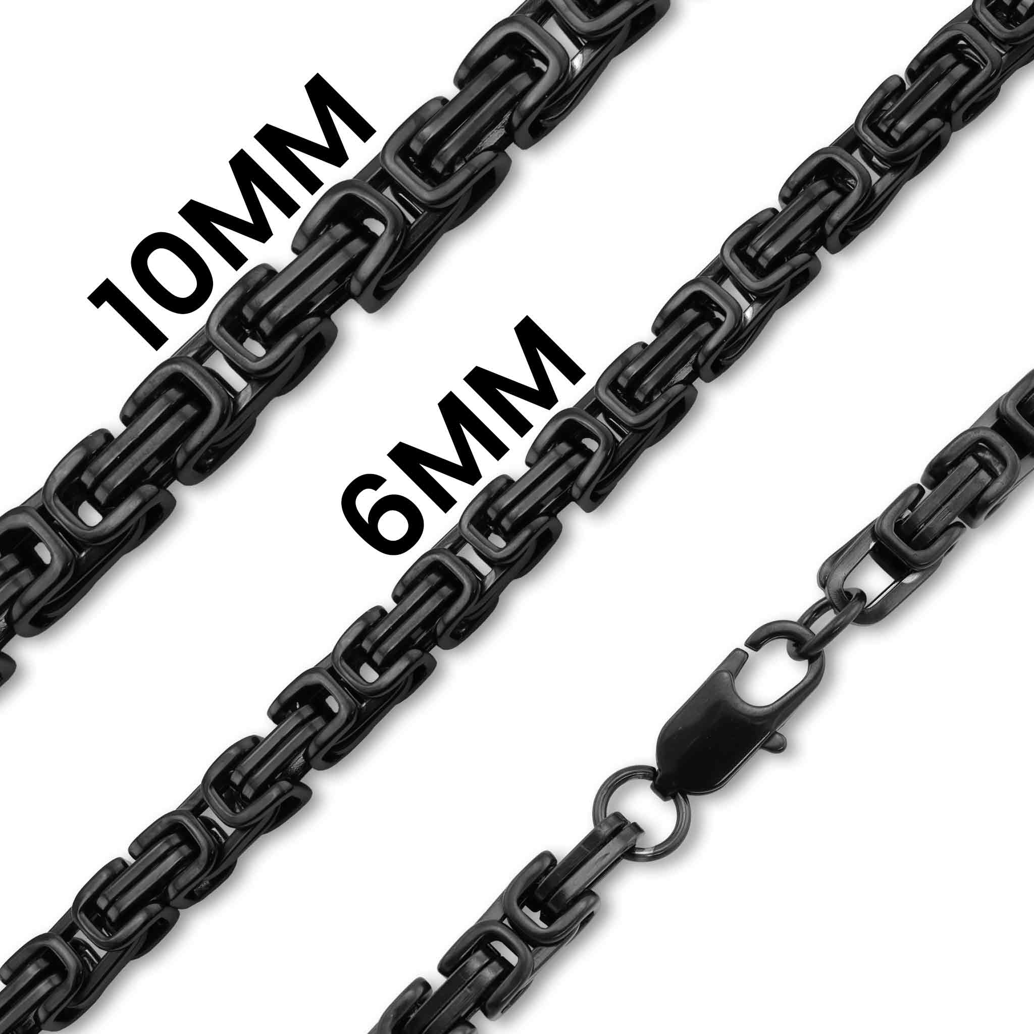 Stainless Steel Black Byzantine Chain Necklace