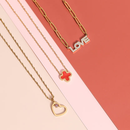 18K Gold PVD Stainless Steel Birthstone Heart Charm