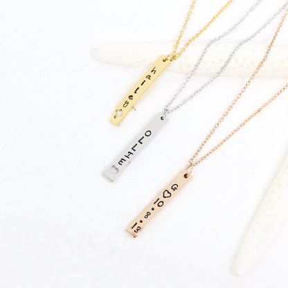 18K Gold PVD Stainless Steel Heart Cutout Vertical Bar Necklace