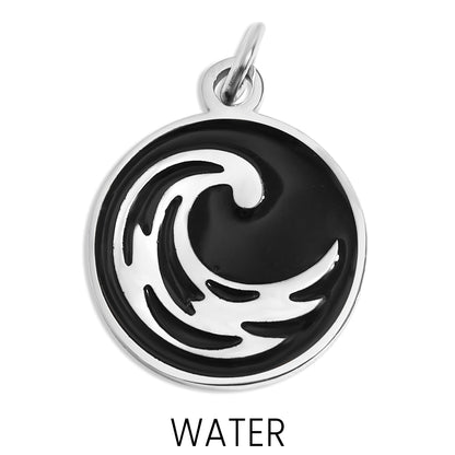 18K Gold PVD Stainless Steel Earth, Fire, Water, & Air Element Pendant