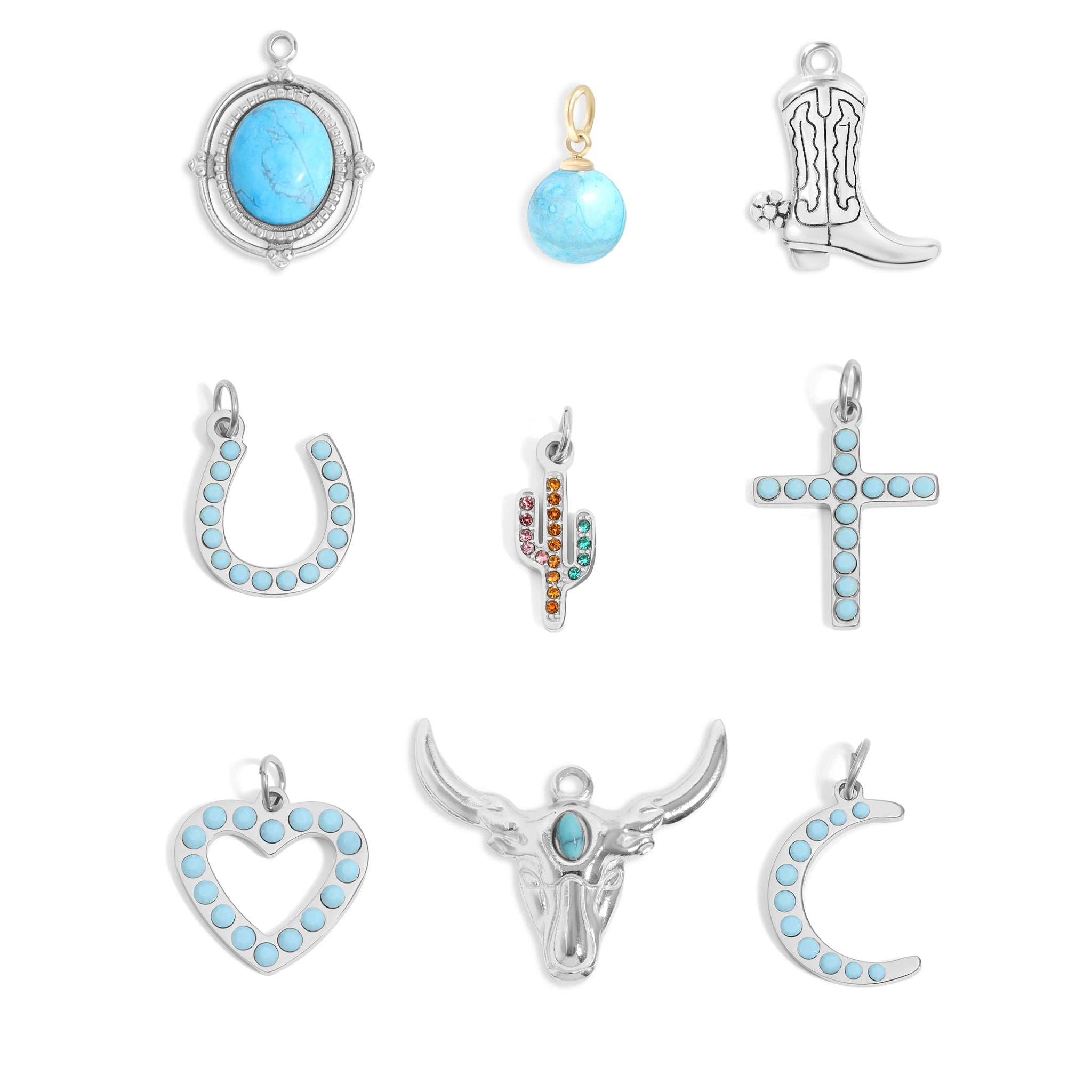 18K Gold PVD Stainless Steel Western Charm Set