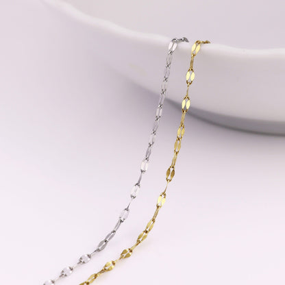 2mm 18K Gold PVD Stainless Steel Lip Permanent Jewelry Chain By The Foot