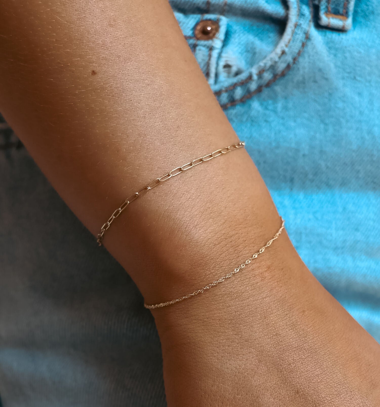 2.0 mm Fine Paperclip Chain 14K Solid Gold Permanent Jewelry Link - By the Inch