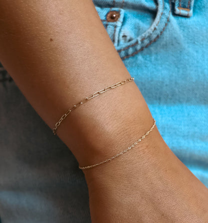 2.0 mm Fine Paperclip Chain 14K Solid Gold Permanent Jewelry Link - By the Inch