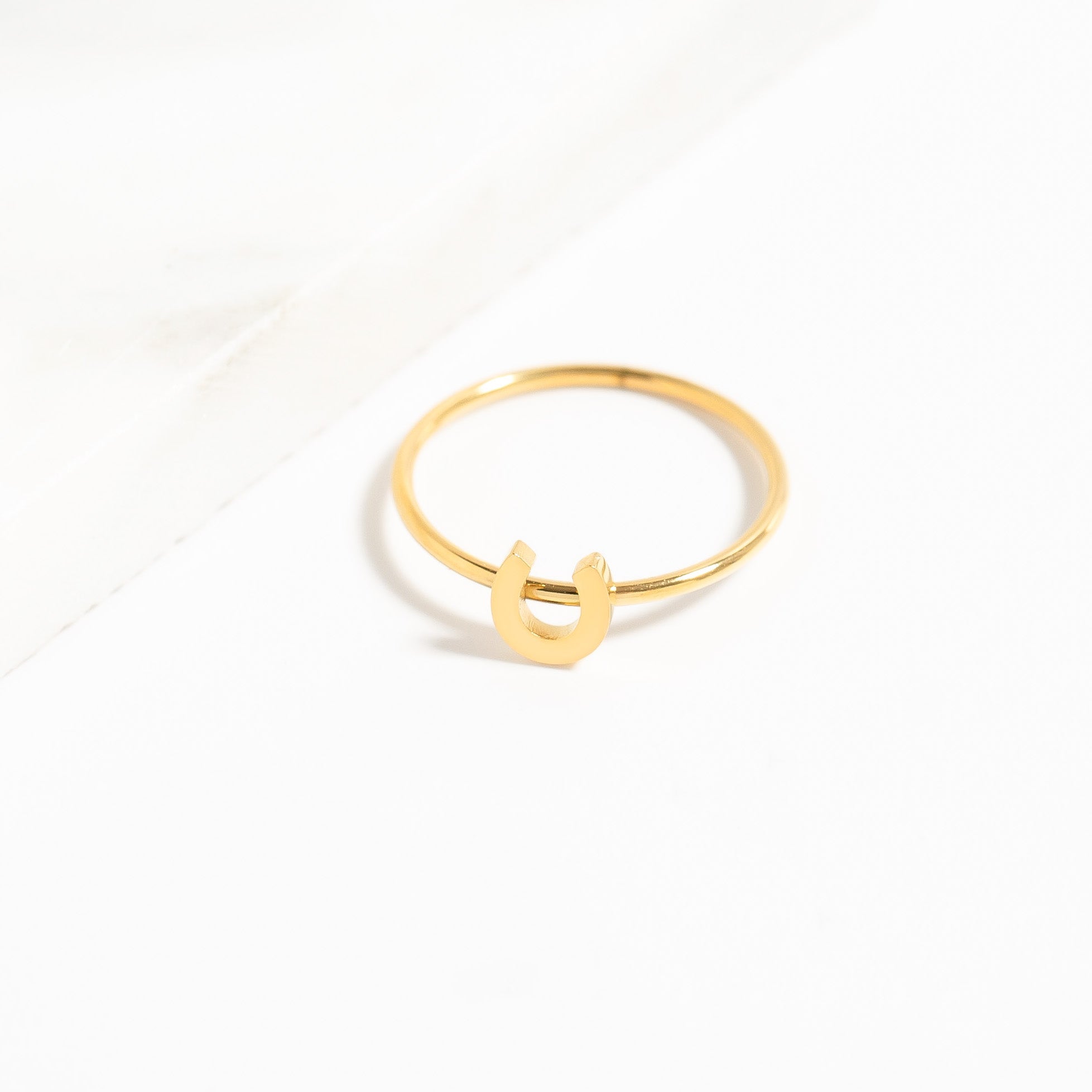 18K Gold PVD Stainless Steel Horseshoe Symbol Ring