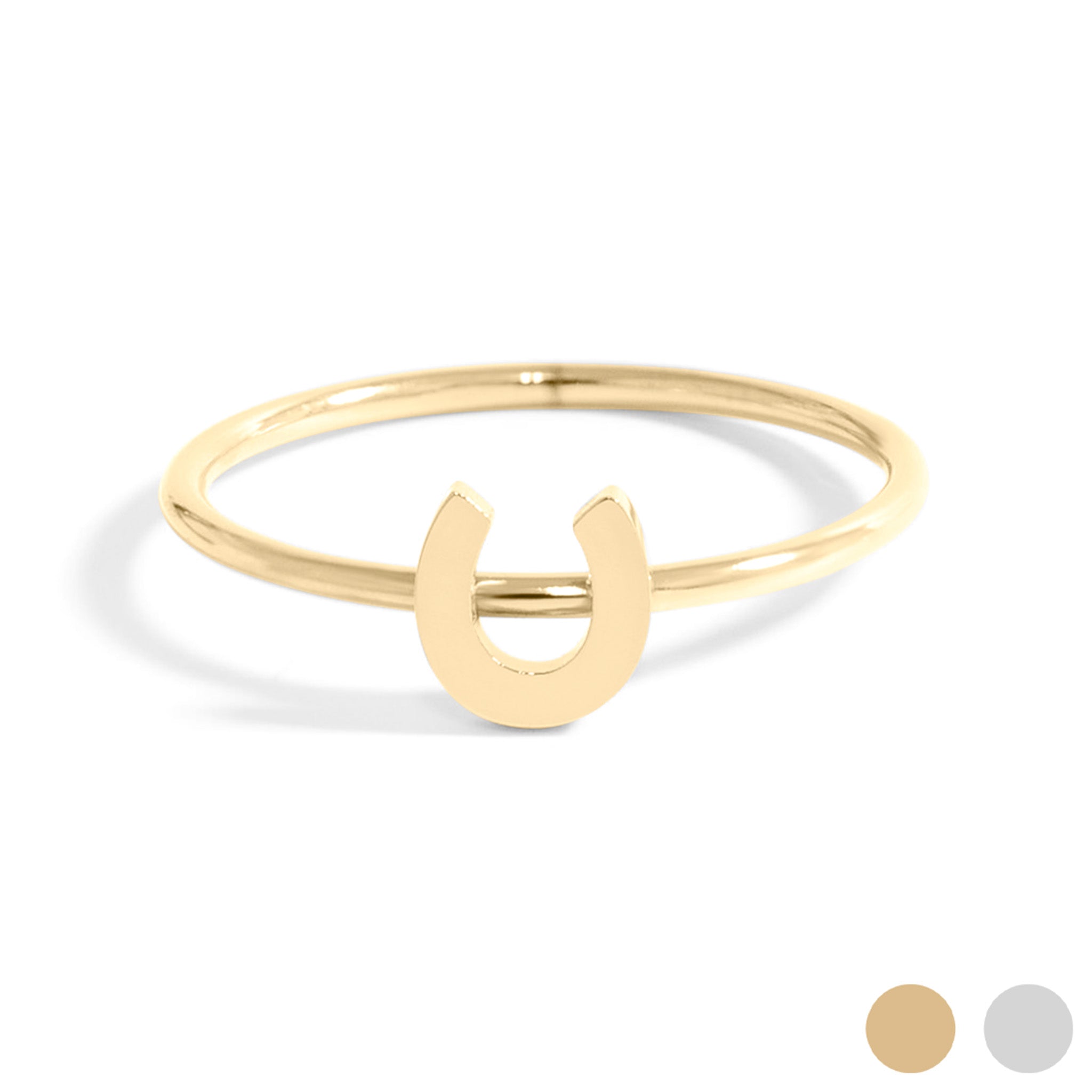 18K Gold PVD Stainless Steel Horseshoe Symbol Ring