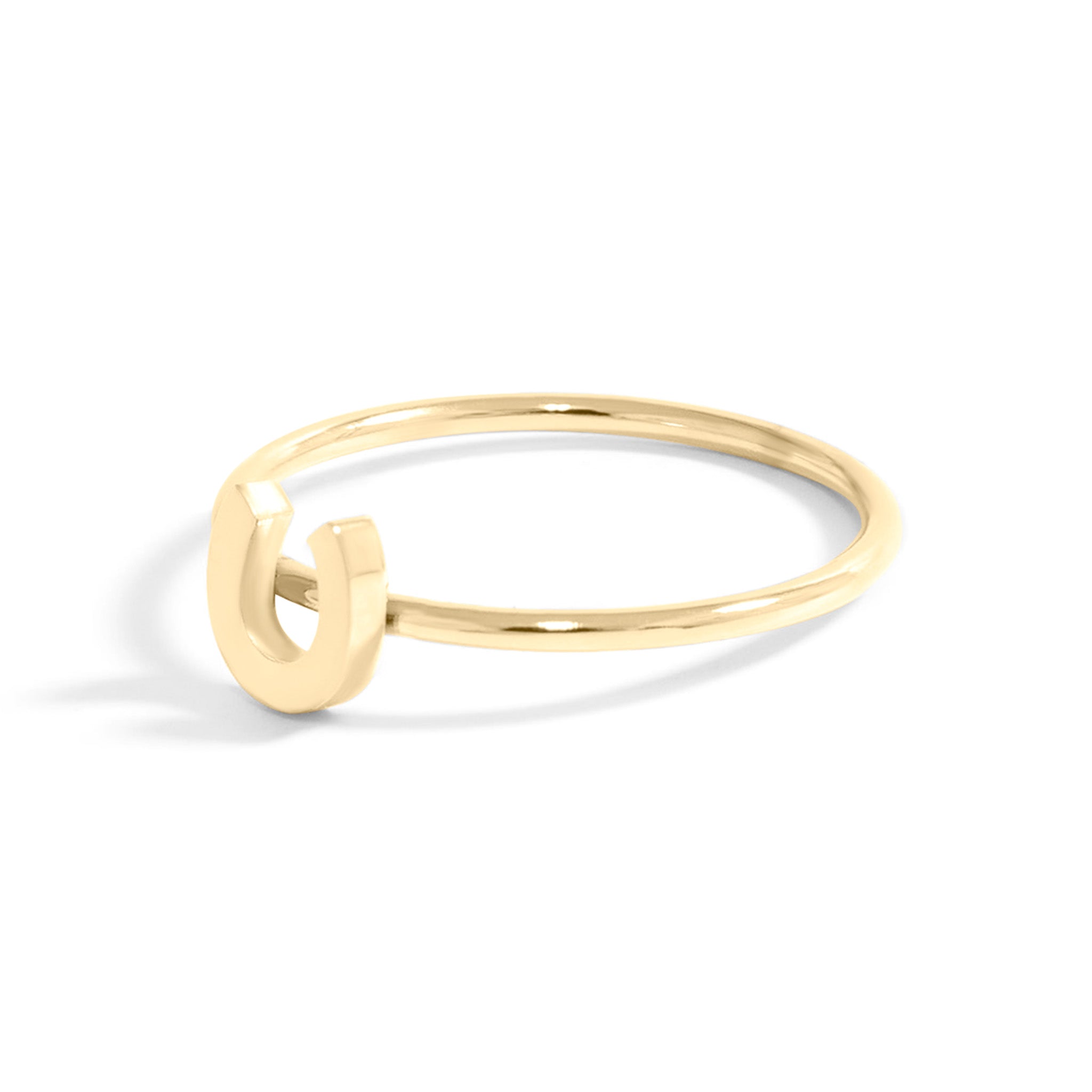 18K Gold PVD Stainless Steel Horseshoe Symbol Ring