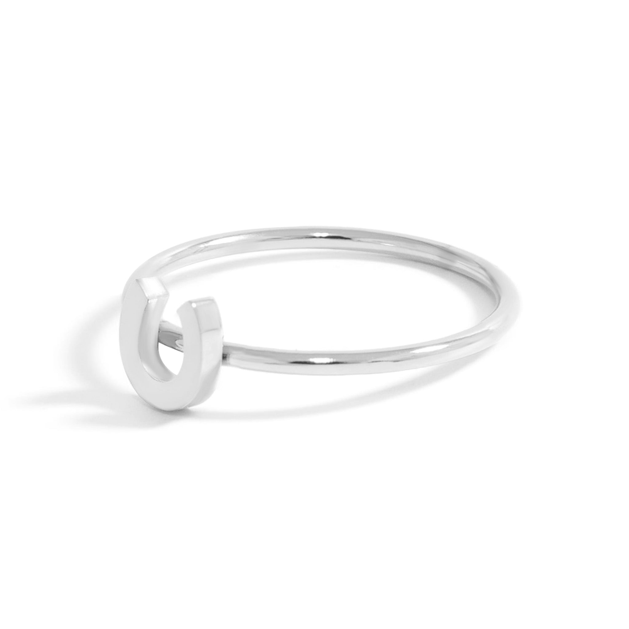 18K Gold PVD Stainless Steel Horseshoe Symbol Ring