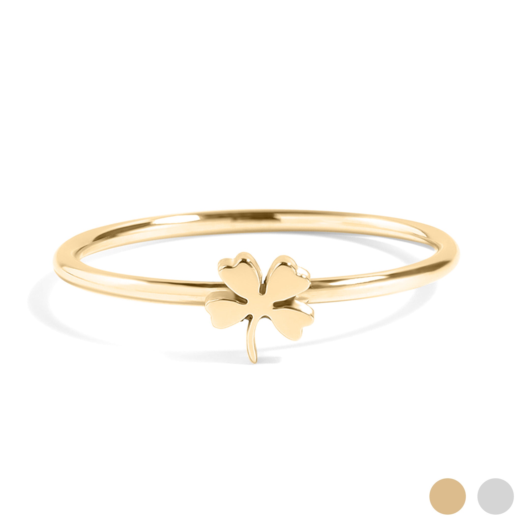 18K Gold PVD Stainless Steel Four Leaf Clover Symbol Ring