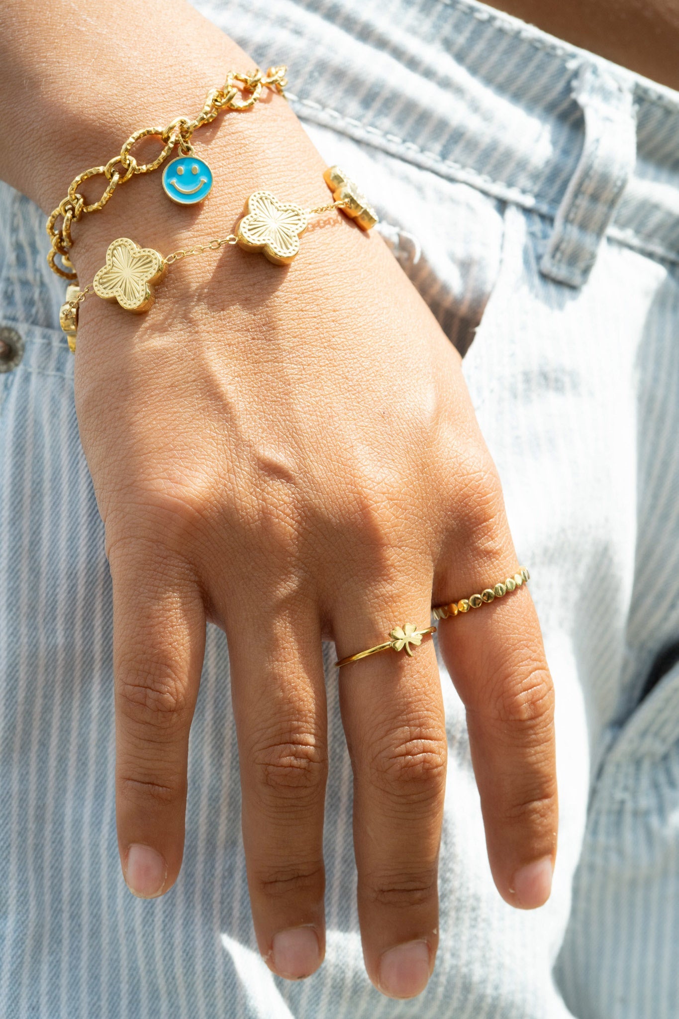 18K Gold PVD Stainless Steel Hammered Oval Chain - By The Foot