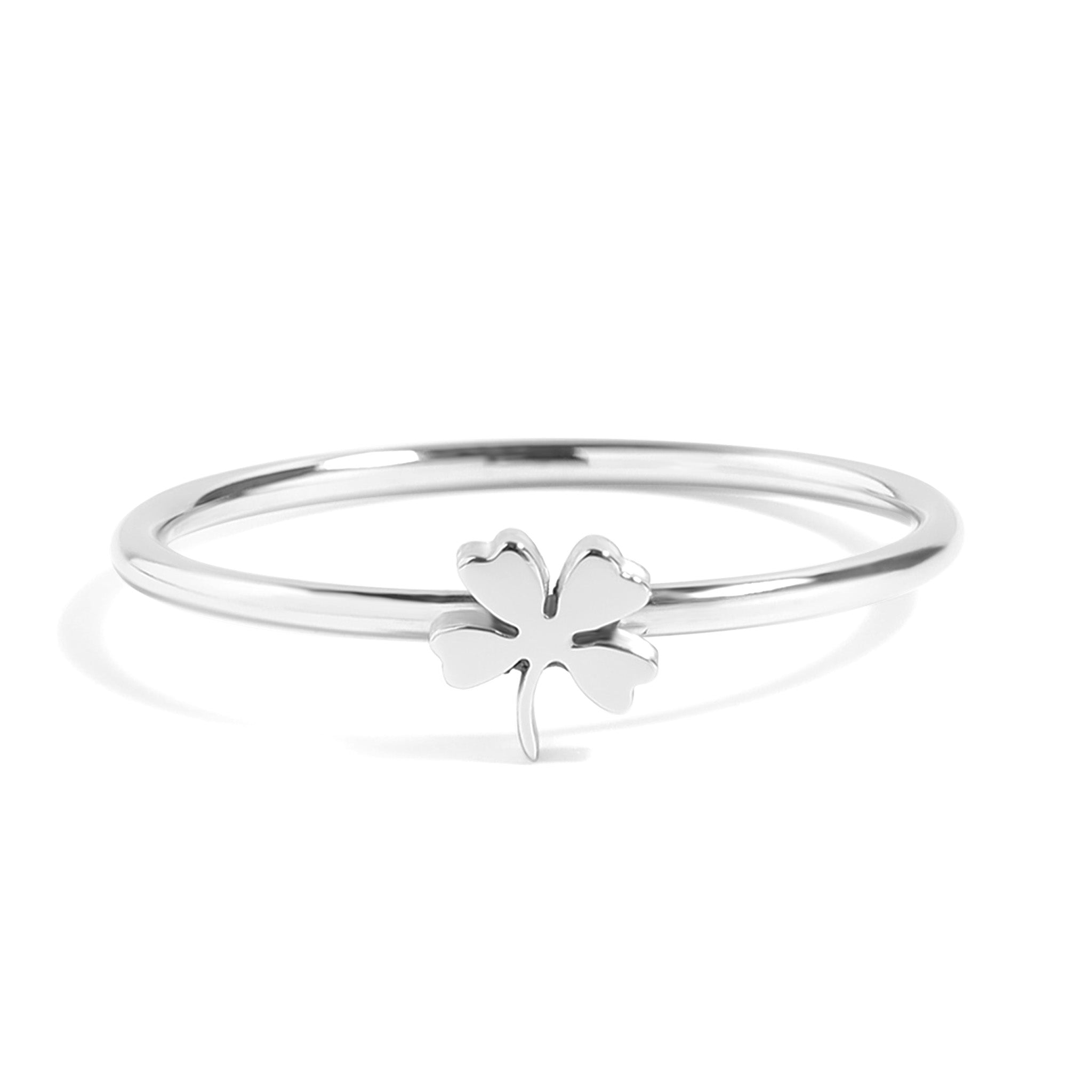 18K Gold PVD Stainless Steel Four Leaf Clover Symbol Ring