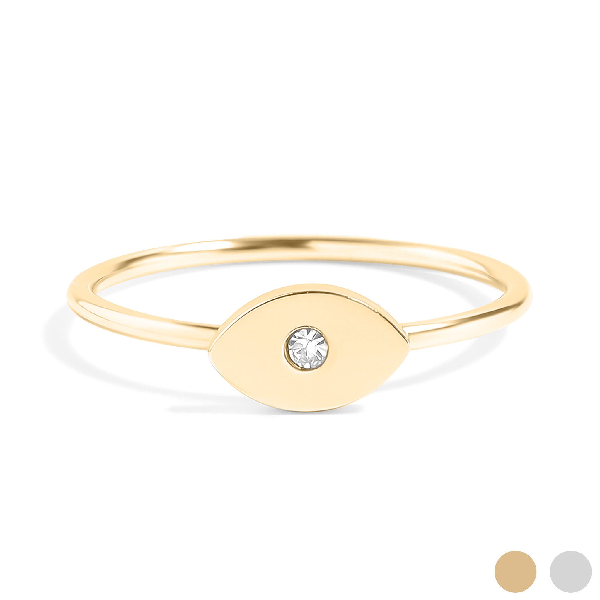 18K Gold PVD Stainless Steel CZ Stone Evil Eye Symbol Ring
