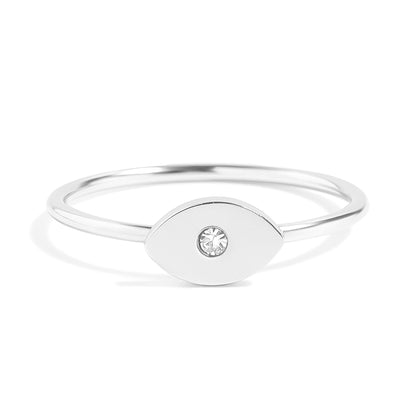 18K Gold PVD Stainless Steel CZ Stone Evil Eye Symbol Ring