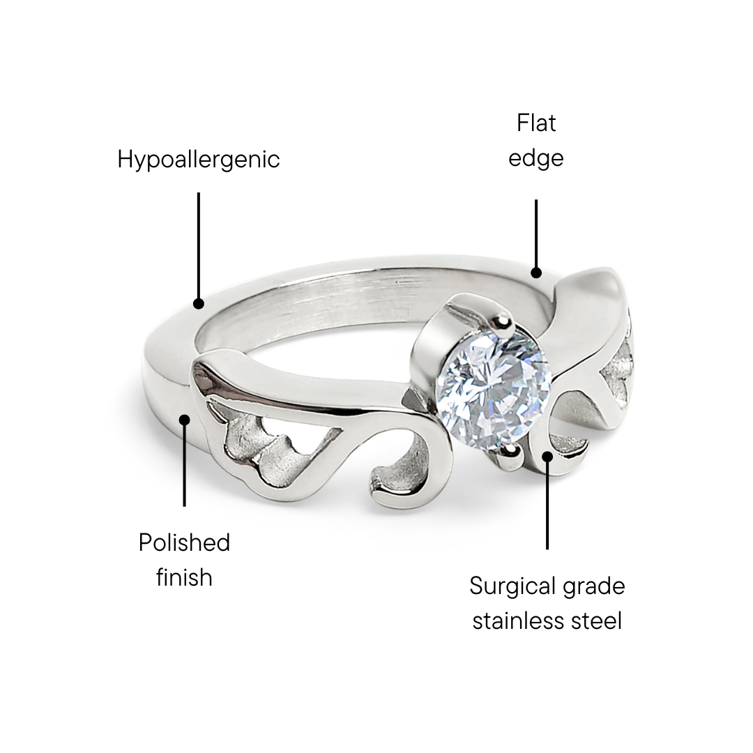 CZ Center Stone Stainless Steel Ring