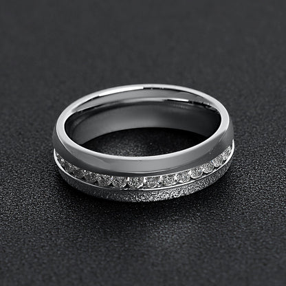 Highly Polished Stainless Steel CZ Center Ring