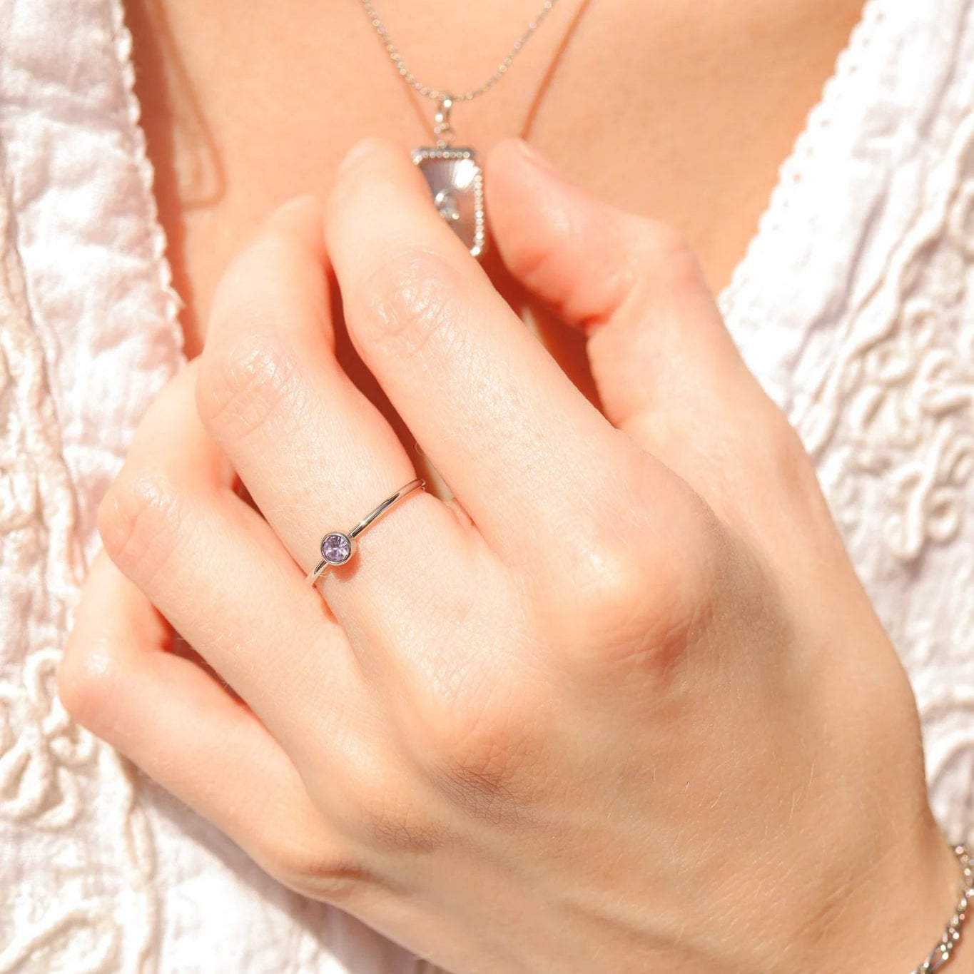Stainless Steel Birthstone Stacking Ring Size 3