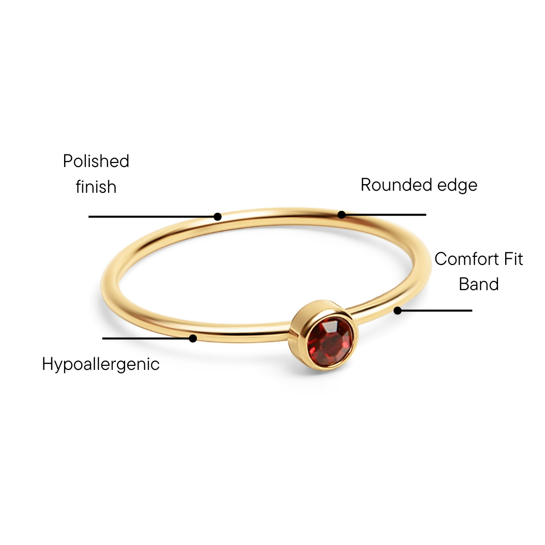 76 pc 18K Gold PVD Coated Stainless Steel Birthstone Stacking Ring Set