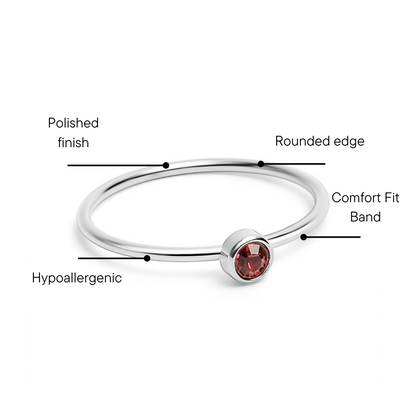 Stainless Steel Birthstone Stacking Ring Size 3